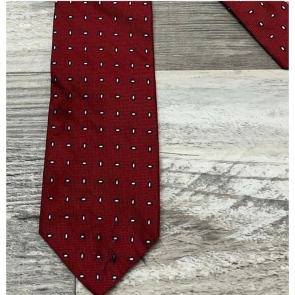 Vintage Brooks Brothers 346 Red Mens‎ Woven USA Made Silk Necktie Oval Dots